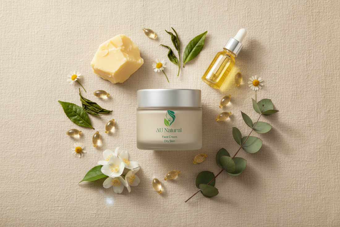 Au Natural handmade natural skincare products on a clean background