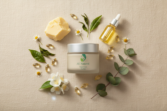 Au Natural handmade natural skincare products on a clean background