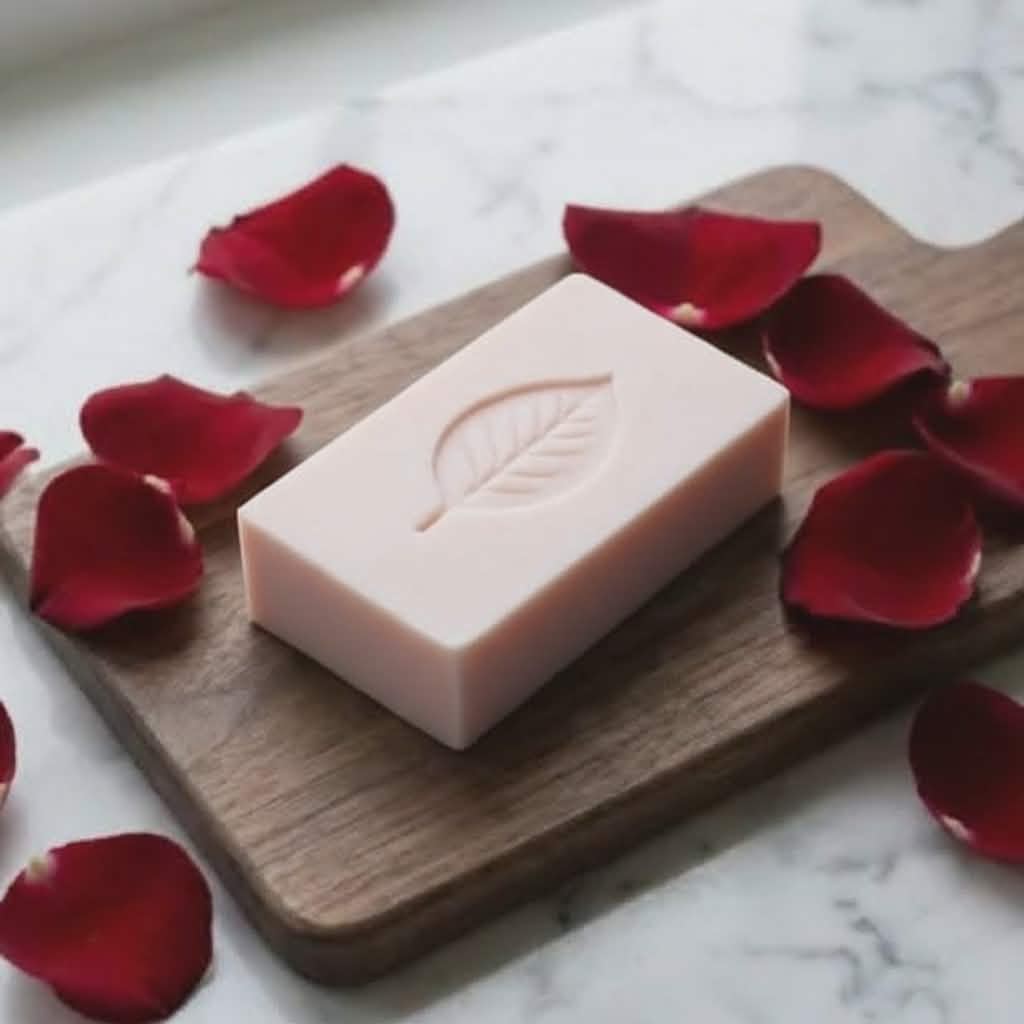 Au Natural rose soap bar - gentle natural soap with rose petals handmade in Canada.