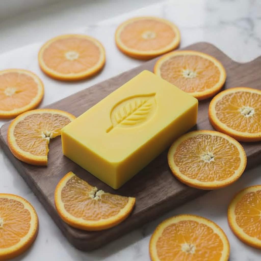 Au Natural citrus soap bar - refreshing natural orange soap handmade in Canada.