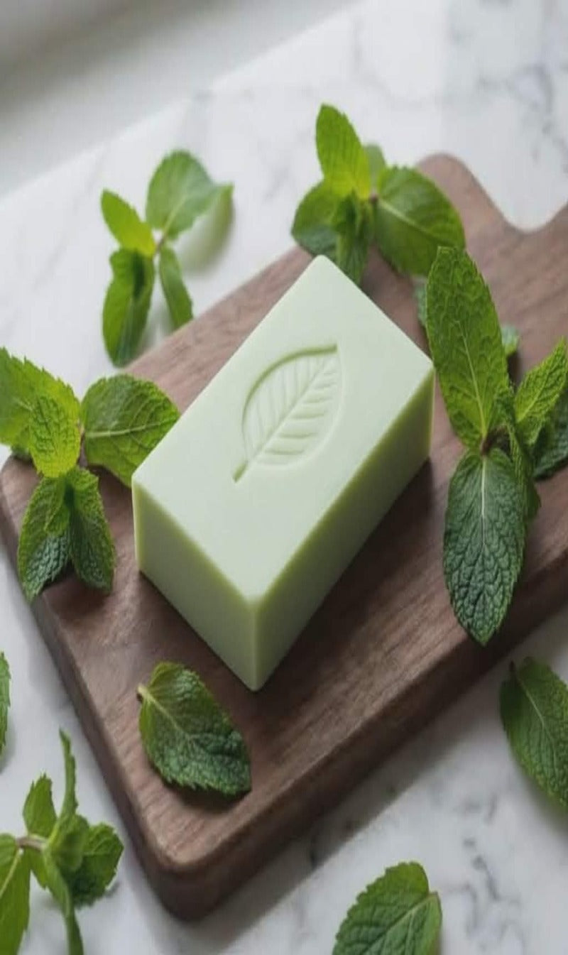 Au Natural mint soap bar - invigorating natural mint soap handmade in Canada.