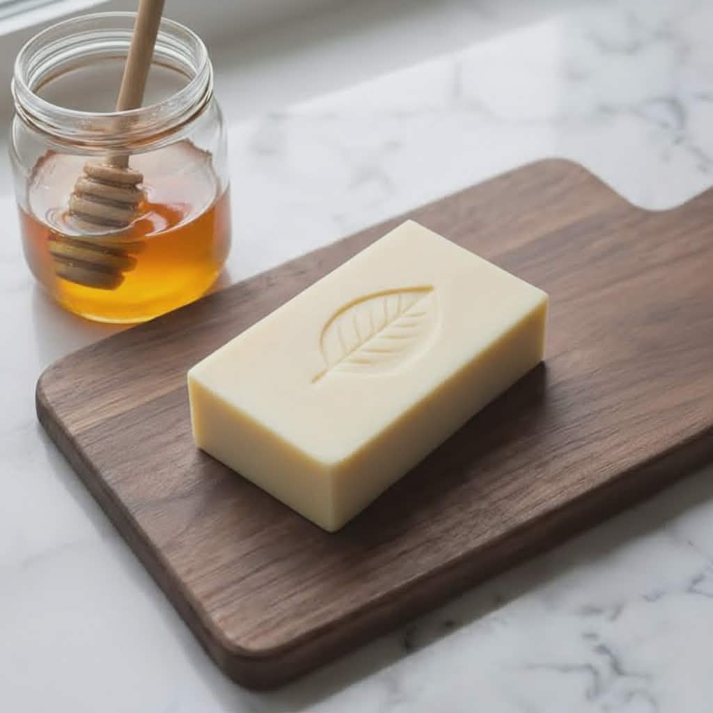 Au Natural honey soap bar- warm natural handmade soap with honey and shea butter for soft, nourished skin, made in Canada.
